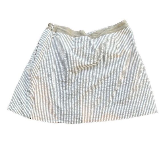 Banana Republic Women's White Stripe Pleated Cotton Skirt Size 12 - Picture 2 of 6